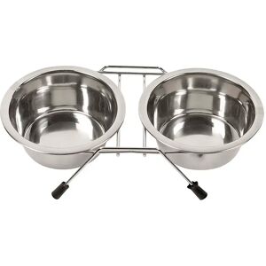 Gamelle pour chien et chat avec support en fil métallique Duvoplus Argenté - Publicité Gamelle pour chien et chat avec support en fil métallique Duvoplus Argenté - Publicité