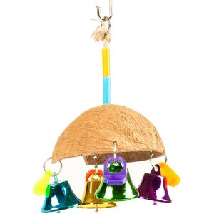 Jouet pour oiseaux parapluie coco coloré avec des cloches Duvoplus Beige - Publicité Jouet pour oiseaux parapluie coco coloré avec des cloches Duvoplus Beige - Publicité