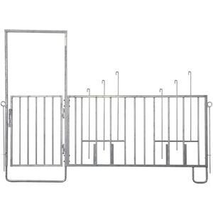 Barrière et porte 6 bacs d'alimentation zingué pour bovins Kerbl Noir - Publicité Barrière et porte 6 bacs d'alimentation zingué pour bovins Kerbl Noir - Publicité