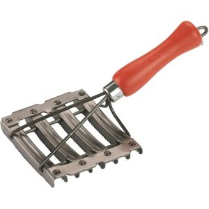 Etrille métallique métal/bois 8 rangées dents Kerbl Rouge - Publicité Etrille métallique métal/bois 8 rangées dents Kerbl Rouge - Publicité