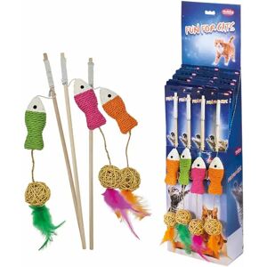 Lot de canne à pêche pour chat avec poisson et balle en sisal Nobby Pet (x9) Beige - Publicité Lot de canne à pêche pour chat avec poisson et balle en sisal Nobby Pet (x9) Beige - Publicité