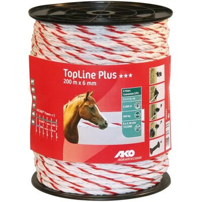 Corde électrique AKO TopLine Plus blanc/rouge 200m - Corde pour clôture électrique - Publicité Corde électrique AKO TopLine Plus blanc/rouge 200m - Corde pour clôture électrique - Publicité