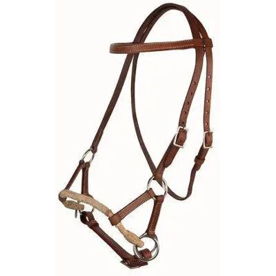 Bridon sans mors pour cheval HKM Marron - Publicité Bridon sans mors pour cheval HKM Marron - Publicité