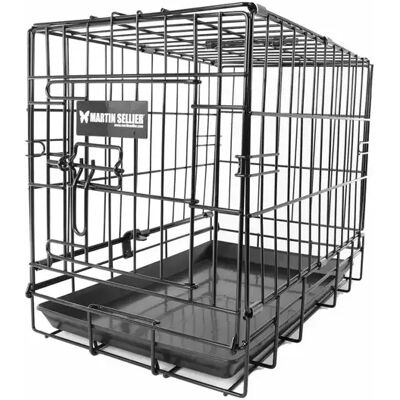 Cage de transport pour chien et chat en métal 2 portes + grille Martin Sellier Noir - Publicité Cage de transport pour chien et chat en métal 2 portes + grille Martin Sellier Noir - Publicité