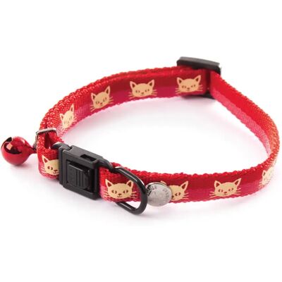 Collier pour chat nylon moustache Martin Sellier Rouge - Publicité Collier pour chat nylon moustache Martin Sellier Rouge - Publicité