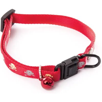 Collier pour chat tête mort nylon Martin Sellier Rouge - Publicité Collier pour chat tête mort nylon Martin Sellier Rouge - Publicité