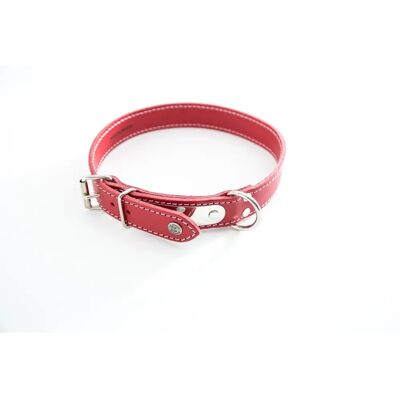 Collier pour chien surpiqué avec plaque Martin Sellier Rouge - Publicité Collier pour chien surpiqué avec plaque Martin Sellier Rouge - Publicité