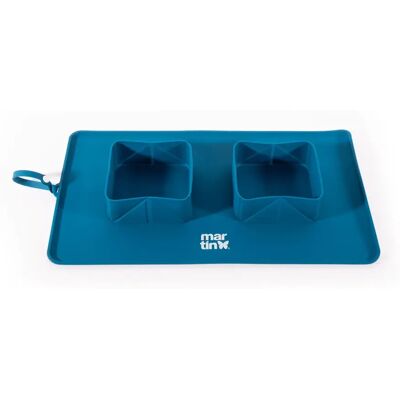 Gamelle pour chien double pliable en silicone Martin Sellier Bleu - Publicité Gamelle pour chien double pliable en silicone Martin Sellier Bleu - Publicité