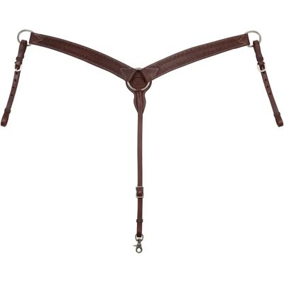 Collier de chasse pour cheval avec motifs gravés western Pool's Marron - Publicité Collier de chasse pour cheval avec motifs gravés western Pool's Marron - Publicité