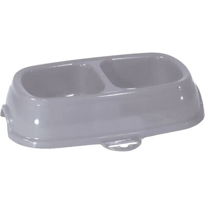 Bol en plastique antidérapant double pour chat Zolux Gris - Publicité Bol en plastique antidérapant double pour chat Zolux Gris - Publicité