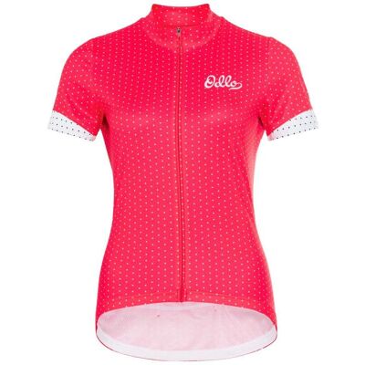 Maillot vélo ODLO Collar Full Zip Essentia (white - pink) femme S - Publicité Maillot vélo ODLO Collar Full Zip Essentia (white - pink) femme S - Publicité