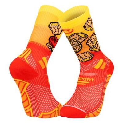 Chaussettes de trail BV SPORT SOCQUETTE TRAIL ULTRA.2 COLLECTOR "NUTRI" TEQUILA SUNRISE (ORANGE/JAUNE) 36-38 - Publicité Chaussettes de trail BV SPORT SOCQUETTE TRAIL ULTRA.2 COLLECTOR "NUTRI" TEQUILA SUNRISE (ORANGE/JAUNE) 36-38 - Publicité