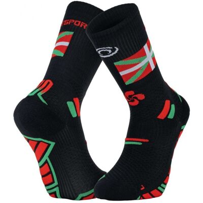 Chaussettes de trail BV SPORT SOCQUETTE TRAIL ULTRA.2 "HIGH" "PAYS BASQUE" (noir) - Mixte 39-41 - Publicité Chaussettes de trail BV SPORT SOCQUETTE TRAIL ULTRA.2 "HIGH" "PAYS BASQUE" (noir) - Mixte 39-41 - Publicité