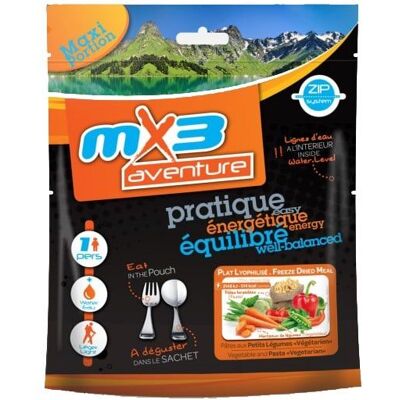 Plats lyophilisé MX3 Nutrition Pâtes aux petits légumes TU - Publicité Plats lyophilisé MX3 Nutrition Pâtes aux petits légumes TU - Publicité