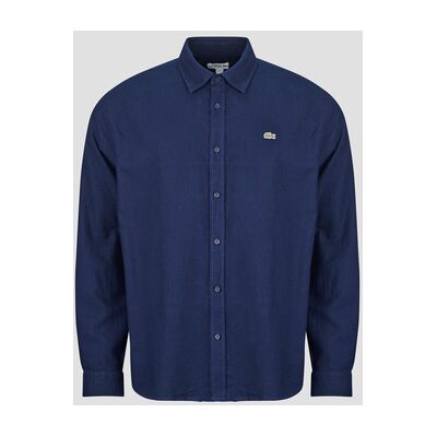 Chemise Lacoste Chemise en flanelle de coton regular fit Marine - Publicité Chemise Lacoste Chemise en flanelle de coton regular fit Marine - Publicité