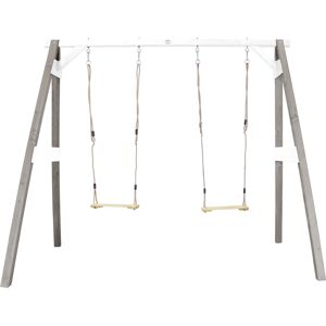 Axi Portique En Bois Fsc Gris / Blanc Avec 2 Balançoires Enfant Balançoire Pour L’Extérieur / Le Jardin 2 Agrès - Publicité Axi Portique En Bois Fsc Gris / Blanc Avec 2 Balançoires Enfant Balançoire Pour L’Extérieur / Le Jardin 2 Agrès - Publicité