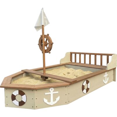Axi Doris Bac À Sable, Forme Bateau, En Bois - Beige Avec Gouvernail Rotatif Sur Le Mât Bâche Et Toile De Fond Incluses - 153 X 90 X 100 Cm - Publicité Axi Doris Bac À Sable, Forme Bateau, En Bois - Beige Avec Gouvernail Rotatif Sur Le Mât Bâche Et Toile De Fond Incluses - 153 X 90 X 100 Cm - Publicité