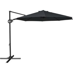 Alliez ambiance et confort dans votre jardin avec le parasol déporté AXI Solea Ø 300 cm. Cet élégant parasol rond offre un agréable coin d'ombre lors des journées ensoleillées tout en apportant une touche de style à votre espace extérieur. Que vous souhaitiez vous détendre tranquillement, prendre un repas en plein air ou passer un moment convivial entre amis, le Solea vous permet de rester confortablement à l'abri du soleil. Conception suspendue spacieuse et pratique Grâce à sa conception suspendue astucieuse, l'espace sous le parasol reste entièrement libre. Pas de mât au milieu, mais toute la liberté de disposer vos meubles de jardin exactement comme vous le souhaitez. La toile ronde confère un aspect doux et accueillant et rend ce parasol parfait aussi bien pour les salons de jardin que pour les tables de jardin rondes. De l'ombre exactement là où vous le souhaitez Le parasol pivote à 360 degrés, ce qui vous permet de déplacer facilement l'ombre sans modifier votre disposition. Vous profitez ainsi d'un endroit confortable tout au long de la journée, que le soleil soit haut dans le ciel ou qu'il descende lentement vers l'horizon. Un équilibre entre légèreté et solidité L'AXI Solea allie un design léger à une construction solide. Son armature en acier thermolaqué, d'un profil de 40 x 20 mm, est robuste et résistante aux intempéries. Les 8 baleines soutiennent la toile de manière uniforme, tandis que les tendeurs intégrés garantissent que la toile reste bien tendue et bouge moins en cas de vent. Une ombre agréable avec protection UV La toile en polyester de 180 grammes offre une ombre agréable et convient à un usage quotidien en extérieur. Grâce à sa protection UV 30+, la toile aide à réduire les rayons solaires nocifs, vous permettant ainsi de profiter sans souci de longues journées à l'extérieur. La partie supérieure est équipée d'un déflecteur de vent, permettant au vent de s'échapper facilement lorsqu'il passe sous le parasol. Cela assure une stabilité supplémentaire et réduit la pression sur le cadre lors des journées venteuses. Complet et facile à utiliser Le parasol Solea est livré avec un pied en croix pour une base stable. Pour une sécurité optimale, un lest d’au moins 90 kg est recommandé. De plus, une housse de protection est fournie, afin que vous puissiez facilement recouvrir et protéger le parasol lorsqu’il n’est pas utilisé. AXI Outdoor Living Complétez votre jardin avec AXI Outdoor Living ! Laissez-vous surprendre par les designs uniques et les innombrables options offertes par nos produits d'extérieur. Que vous recherchiez une table de pique-nique tendance, un parasol de qualité supérieure ou une chaise longue confortable. Avec AXI Outdoor Living, vous profitez toute l'année de votre propre coin de verdure! Caractéristiques * Structure en acier fine mais solide de 40 x 20 mm. * Structure thermolaquée pour prévenir la formation de rouille. * Rotation à 360 degrés pour un positionnement flexible de image