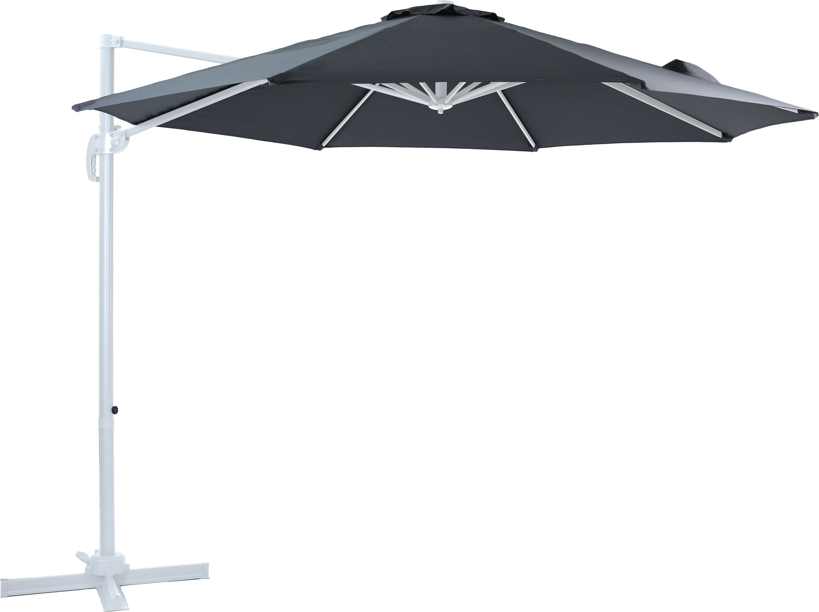 Profitez d'une ombre optimale avec le parasol déporté rectangulaire AXI Marisol rond Ø 300cm. Créez un coin d'ombre confortable et élégant dans votre jardin ou sur votre terrasse avec le parasol pied déporté AXI Marisol. Ce parasol sur pied déporté de haute qualité est doté de plusieurs fonctions pratiques, telles qu'une fonction d'inclinaison vers l'arrière et un système de rotation fluide à 360 degrés, ce qui vous permet de bénéficier d'une protection solaire optimale à tout moment. Ses caractéristiques impressionnantes et son design moderne font du Marisol un élément incontournable de votre jardin. Design élégant et durable Le cadre robuste du parasol déporté inclinable est fabriqué en aluminium durable revêtu de poudre, ce qui le rend insensible à la rouille. Le parasol déporté solide Marisol est doté d'un cadre épais, ce qui lui confère une grande robustesse, idéale pour être placée dans les jardins où il y a généralement plus de vent. Ce grand parasol déporté offre un pivotement complet à 360 degrés, est inclinable et peut être ouvert sans effort grâce au mécanisme de pivotement. Toile généreuse avec protection UV En combinaison avec la toile généreuse de 300cm de diamètre, vous avez la garantie d'une zone ombragée continue. La toile est fabriquée en polyester de 180 g avec un revêtement PA ignifuge et est donc facile à nettoyer. La toile a un indice UPF de 30+, ce qui te protège des rayons UV. La partie supérieure est équipée d'un capteur de vent, de sorte que le vent puisse s'éloigner correctement lorsqu'il arrive sous le parasol. Les baleines du parasol flottant sont équipées de tendeurs de toile pour que la toile reste bien tendue et soignée. Facilement pliable L'utilisation du parasol se fait sans effort grâce à la manivelle très pratique. Au lever du soleil, le parasol se déplie rapidement et simplement, et à l'approche de la pluie, il se replie en quelques secondes. Inclinable et orientable à 360 Le parasol peut être réglé en hauteur grâce à un mécanisme d'inclinaison. Cela permet de modifier l'angle de la toile, de sorte que vous puissiez régler la toile à la verticale lorsque le soleil est bas ou couchant, ou juste à plat lorsque le soleil vient d'en haut. Grâce à la pédale très pratique, vous pouvez facilement faire pivoter le parasol à 360 degrés. Ainsi, vous profitez toujours de la position d'ombre souhaitée sans avoir à déplacer le parasol. Comprend une base en croix et une housse de parasol Le parasol est livré avec une base transversale pratique. Pesez le socle en croix avec des tuiles de jardin lourdes pour vous assurer que le parasol reste stable sur votre terrasse. Nous recommandons d'utiliser 4 tuiles lourdes, chacune pesant au moins 25 kg. Avec la housse de parasol assortie, vous pouvez en plus protéger votre parasol contre les différentes conditions météorologiques. Pour prolonger sa durée de vie, il est recommandé de ranger le parasol à l'intérieur en cas de conditions météorologiques extrêmes. AXI image