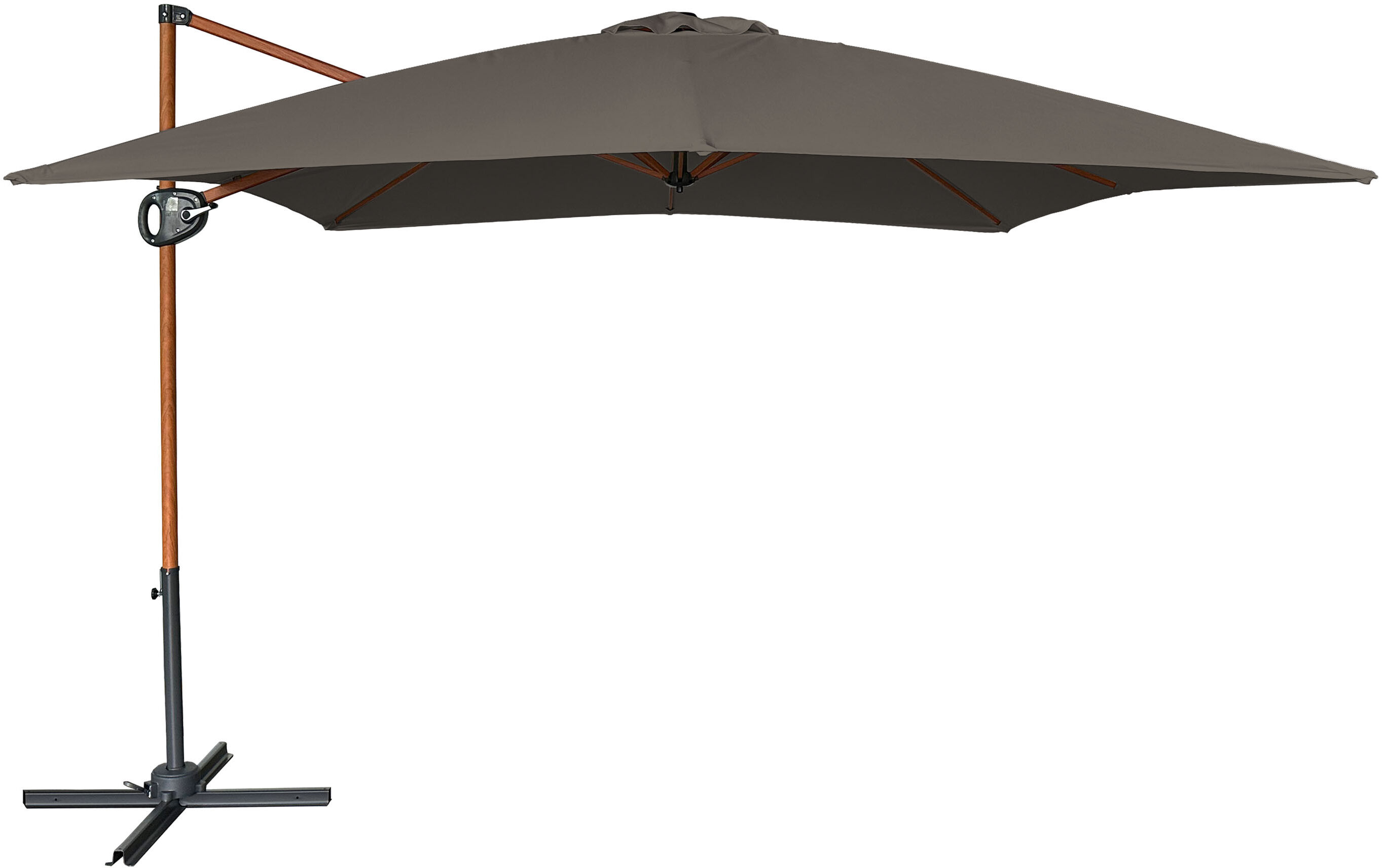 Créez un coin ombragé et confortable dans votre jardin ou sur votre terrasse grâce au parasol déporté AXI Mira 300 x 300 cm. Ce parasol suspendu moderne allie un design épuré à une grande facilité d'utilisation, pour que vous puissiez profiter pleinement des journées ensoleillées à l'extérieur. Que vous vous détendiez avec un livre, que vous dîniez entre amis ou que vous souhaitiez simplement vous mettre à l'abri du soleil, avec le Mira, vous êtes toujours bien installé. Espace libre et agencement flexible Grâce à sa conception suspendue, vous n’êtes pas gêné par un mât central. L’espace sous le parasol reste ainsi entièrement libre et vous pouvez disposer vos meubles de jardin de manière flexible. Idéal pour un salon de jardin, une table à manger ou des chaises longues. Vous créez ainsi un ensemble ouvert et spacieux où le confort est au cœur de l’aménagement. Une ombre qui suit vos mouvements Le parasol pivote à 360 degrés, ce qui vous permet d’ajuster facilement la position de l’ombre en fonction de la course du soleil. Sans avoir à déplacer vos meubles, vous profitez toute la journée d’un endroit agréable à l’ombre. Idéal pour les longues journées d’été où le soleil ne cesse de se déplacer. Conception légère, solide et pratique Le cadre de l'AXI Mira est en acier thermolaqué et présente un profil fin mais robuste de 40 x 20 mm. Cela rend le parasol relativement léger et donc facile à déplacer, tout en restant stable. Les 8 baleines assurent un bon maintien de la toile, tandis que les tendeurs intégrés maintiennent la toile bien tendue pour un aspect soigné. Une toile de parasol esthétique et anti-UV La toile en polyester de 180 g/m² offre une ombre agréable et convient à un usage quotidien en extérieur. Avec un indice UPF de 30+, elle protège contre les rayons UV nocifs, vous permettant ainsi de profiter du soleil en toute sérénité. Le pare-vent situé au sommet permet une meilleure évacuation du vent, ce qui renforce la stabilité du parasol. Complet et prêt à l'emploi Le parasol Mira est livré avec un pied en croix. Pour une stabilité optimale, nous vous recommandons de le lester avec au moins 80 kg, par exemple à l'aide de dalles. Vous recevrez également une housse de protection, afin de pouvoir facilement recouvrir le parasol lorsqu'il n'est pas utilisé. Il restera ainsi plus longtemps en bon état et protégé des intempéries. AXI Outdoor Living Complétez votre jardin avec AXI Outdoor Living ! Laissez-vous surprendre par les designs uniques et les innombrables options offertes par nos produits d'extérieur. Que vous recherchiez une table de pique-nique tendance, un parasol de qualité supérieure ou une chaise longue confortable. Avec AXI Outdoor Living, vous profitez toute l'année de votre petit coin de paradis en plein air ! Caractéristiques * Structure en acier fine mais solide de 40 x 20 mm. * Structure thermolaquée pour prévenir la formation de rouille. * Rotation à 360 degrés pour un positionnement flexible de image