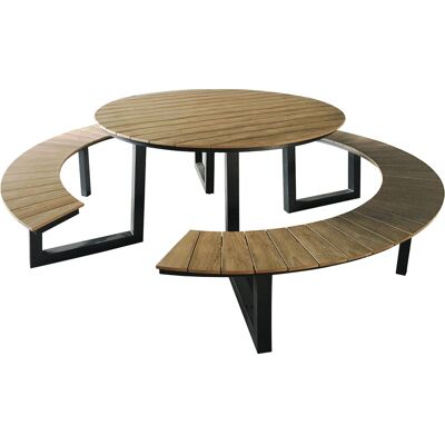 Axi Taco Table De Pique-Nique Ronde En Teck & Anthracite Pour 6 Personnes - 200 X 190 Cm Table De Pique-Nique / Picnic Table / Banc De Pique-Nique Rond Pour Adultes En Aluminium & Polywood - Publicité Axi Taco Table De Pique-Nique Ronde En Teck & Anthracite Pour 6 Personnes - 200 X 190 Cm Table De Pique-Nique / Picnic Table / Banc De Pique-Nique Rond Pour Adultes En Aluminium & Polywood - Publicité