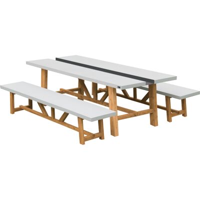 Axi Aaron Salon De Jardin, Table Et 2 Bancs, Blanc /Marron - 6/8 Personnes Ensemble Extérieur / Salon En Bois Aspect Pierre Calcaire Et Bois D'Acacia - Publicité Axi Aaron Salon De Jardin, Table Et 2 Bancs, Blanc /Marron - 6/8 Personnes Ensemble Extérieur / Salon En Bois Aspect Pierre Calcaire Et Bois D'Acacia - Publicité