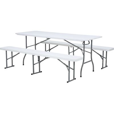 Axi Elba Ensemble De Table De Brasserie Pliable Avec Deux Bancs, Plastique Hdpe Pour Le Jardin, Le Balcon Ou Le Camping : 180 X 74 X 75 Cm - Publicité Axi Elba Ensemble De Table De Brasserie Pliable Avec Deux Bancs, Plastique Hdpe Pour Le Jardin, Le Balcon Ou Le Camping : 180 X 74 X 75 Cm - Publicité