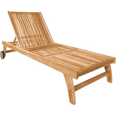 Axi Wayne Chaise Longue Avec Roulettes En Bois De Teck Transat Avec Dossier Réglable - 4 Positions Bain De Soleil Pour L'Extérieur / Le Jardin - Publicité Axi Wayne Chaise Longue Avec Roulettes En Bois De Teck Transat Avec Dossier Réglable - 4 Positions Bain De Soleil Pour L'Extérieur / Le Jardin - Publicité