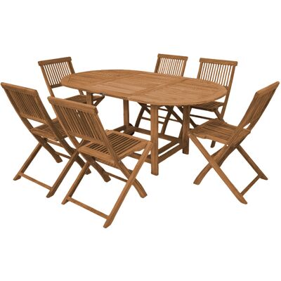 Axi Jadi Ensemble De Jardin - Table Ovale Et 6 Chaises Pliables En Bois De Teck Mobilier De Jardin Pour 6 Personnes Pour Extérieur - Table (L X L X H) : 180 X 100 X 77 Cm. Publicité Axi Jadi Ensemble De Jardin - Table Ovale Et 6 Chaises Pliables En Bois De Teck Mobilier De Jardin Pour 6 Personnes Pour Extérieur - Table (L X L X H) : 180 X 100 X 77 Cm. Publicité