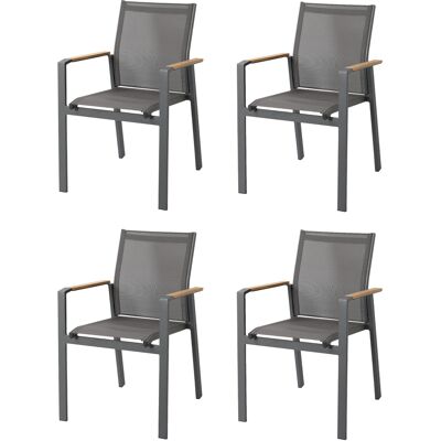 Axi Alva Ensemble De 4 Chaises De Jardin, Anthracite Pour Table De D'Extérieur En Aluminium / Bois De Teck Avec Assise Et Dossier En Toile Résistantes Aux Intempéries - Supportent Jusqu'À 120 Kg - Publicité Axi Alva Ensemble De 4 Chaises De Jardin, Anthracite Pour Table De D'Extérieur En Aluminium / Bois De Teck Avec Assise Et Dossier En Toile Résistantes Aux Intempéries - Supportent Jusqu'À 120 Kg - Publicité