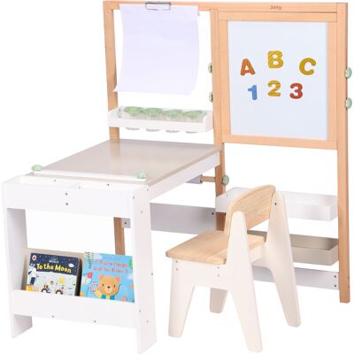 Sunny Olivia Table À Dessin Et De Bricolage En Bois, Blanc/Beige Table De Jeu Multifonctionnelle Avec Chaise, Tableau Blanc Magnétique, Tableau Noir Et Rouleau De Papier 80 X 40 X 115 Cm - Publicité Sunny Olivia Table À Dessin Et De Bricolage En Bois, Blanc/Beige Table De Jeu Multifonctionnelle Avec Chaise, Tableau Blanc Magnétique, Tableau Noir Et Rouleau De Papier 80 X 40 X 115 Cm - Publicité