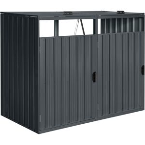 Axi Owen Cache Poubelle Métallique Anthracite/Acier Galvanisé Résistant Aux Intempéries - Abri Poubelle Pour 2 Conteneurs - Max. 240L/480L - Abri Poubelle Extérieur Avec Excellente Ventilation - Publicité Axi Owen Cache Poubelle Métallique Anthracite/Acier Galvanisé Résistant Aux Intempéries - Abri Poubelle Pour 2 Conteneurs - Max. 240L/480L - Abri Poubelle Extérieur Avec Excellente Ventilation - Publicité