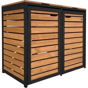 Axi Lex Cache Poubelle En Bois Marron/Noir - Abri Poubelle Pour 2 Conteneurs - Max. 240L - Abri Poubelle Extérieur Avec Excellente Ventilation - Publicité Axi Lex Cache Poubelle En Bois Marron/Noir - Abri Poubelle Pour 2 Conteneurs - Max. 240L - Abri Poubelle Extérieur Avec Excellente Ventilation - Publicité