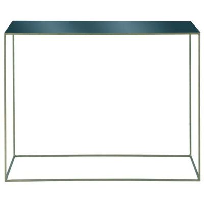 Zago Olia - plateau en métal bleu-gris - pieds en laiton antique - 100 cm - Console - Publicité Zago Olia - plateau en métal bleu-gris - pieds en laiton antique - 100 cm - Console - Publicité