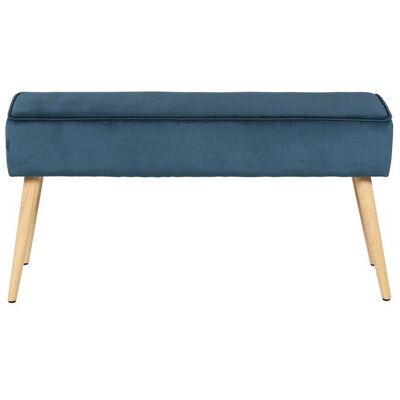 ZAGO STORE Banc en velours bleu foncé et pieds bois naturel Popy - Publicité ZAGO STORE Banc en velours bleu foncé et pieds bois naturel Popy - Publicité