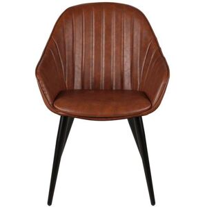 ZAGO STORE Chaise accoudoirs PU marron piètement métal Bari - Publicité ZAGO STORE Chaise accoudoirs PU marron piètement métal Bari - Publicité