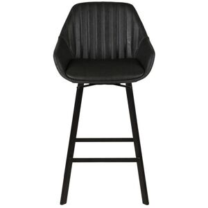 ZAGO STORE Chaise de bar pivotante noir vielli pieds métal Moss - Publicité ZAGO STORE Chaise de bar pivotante noir vielli pieds métal Moss - Publicité