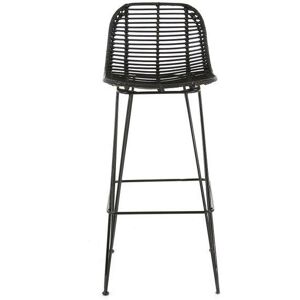 ZAGO STORE Chaise de bar en rotin noir et pieds épingles métal Fresh - Publicité ZAGO STORE Chaise de bar en rotin noir et pieds épingles métal Fresh - Publicité