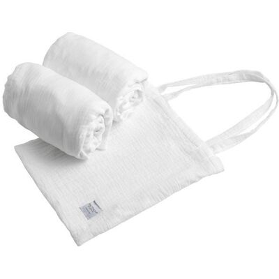 Lot de 2 draps housse rectangulaires pour lit 140x70 Sauthon Original Blanc Cristal - Publicité Lot de 2 draps housse rectangulaires pour lit 140x70 Sauthon Original Blanc Cristal - Publicité