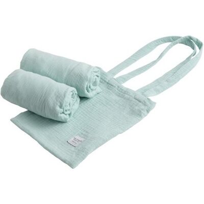 Lot de 2 draps housse rectangulaires pour berceau Sauthon Original Bleu Aqua - Publicité Lot de 2 draps housse rectangulaires pour berceau Sauthon Original Bleu Aqua - Publicité