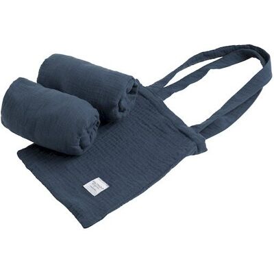 Lot de 2 draps housse ovales pour berceau Sauthon Original Bleu Saphir - Publicité Lot de 2 draps housse ovales pour berceau Sauthon Original Bleu Saphir - Publicité