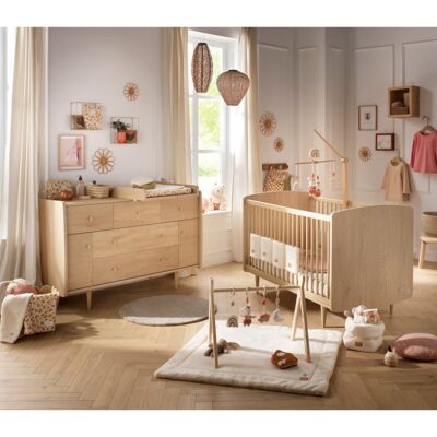 Sauthon Chambre bébé évolutive My Love, Lit 140x70 évolutif et Commode - Chêne Vintage - Publicité Sauthon Chambre bébé évolutive My Love, Lit 140x70 évolutif et Commode - Chêne Vintage - Publicité