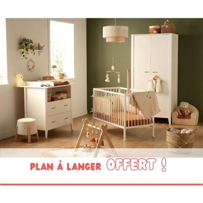 Sauthon Chambre bébé 3 pièces Angèle, Lit bébé 120x60 à barreaux, Commode à langer, armoire 2 portes + plan à langer offert ! - Publicité Sauthon Chambre bébé 3 pièces Angèle, Lit bébé 120x60 à barreaux, Commode à langer, armoire 2 portes + plan à langer offert ! - Publicité