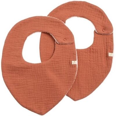 Bavoirs bébé Sauthon Terracotta - Lot de 2 en Gaze de Coton - Publicité Bavoirs bébé Sauthon Terracotta - Lot de 2 en Gaze de Coton - Publicité