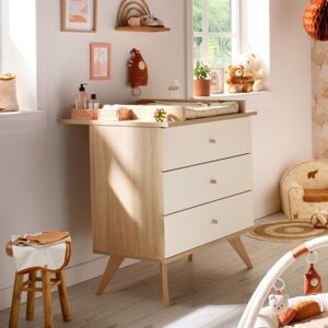 Sauthon Commode 3 tiroirs avec pieds bois décor vanille - Publicité Sauthon Commode 3 tiroirs avec pieds bois décor vanille - Publicité