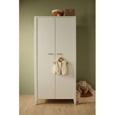 Sauthon Armoire 2 portes avec étagères et penderie - poignées métal - Angèle - Publicité Sauthon Armoire 2 portes avec étagères et penderie - poignées métal - Angèle - Publicité
