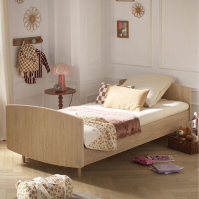 Sauthon Lit junior 190x90cm en décor bois chêne vintage My Love - Publicité Sauthon Lit junior 190x90cm en décor bois chêne vintage My Love - Publicité