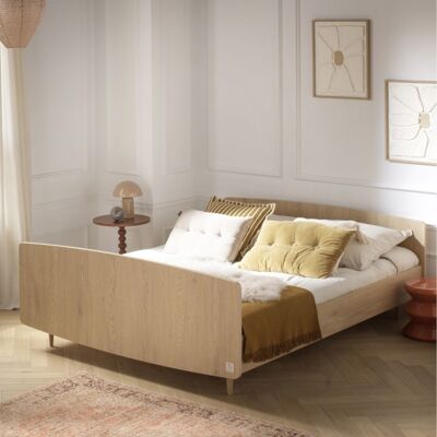 Sauthon Cadre de lit 140x190 en décor bois chêne vintage My Love - Publicité Sauthon Cadre de lit 140x190 en décor bois chêne vintage My Love - Publicité