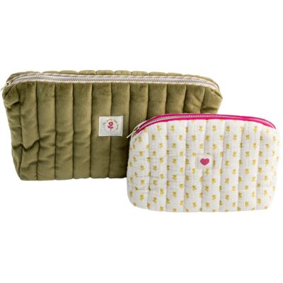 Sauthon TROUSSE DE TOILETTE (LOT DE 2) KAKI / ROSE FLEUR EMMY - Publicité Sauthon TROUSSE DE TOILETTE (LOT DE 2) KAKI / ROSE FLEUR EMMY - Publicité