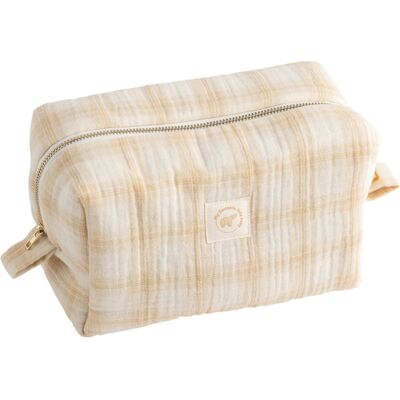 Sauthon TROUSSE DE TOILETTE CARREAUX ECRU PETIT ECOSSAIS - Publicité Sauthon TROUSSE DE TOILETTE CARREAUX ECRU PETIT ECOSSAIS - Publicité